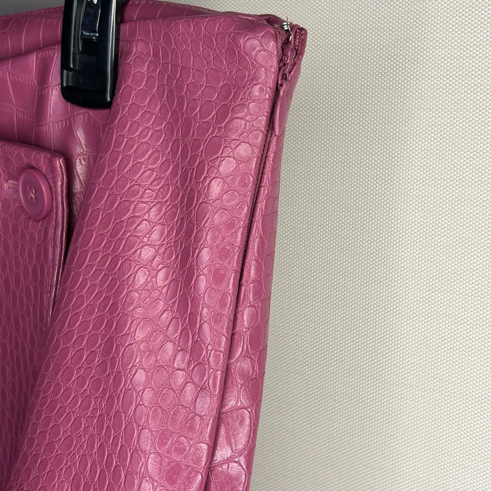 Worthington Faux Croc Asymmetrical Skirt in Deep Magenta - Picture 5 of 13